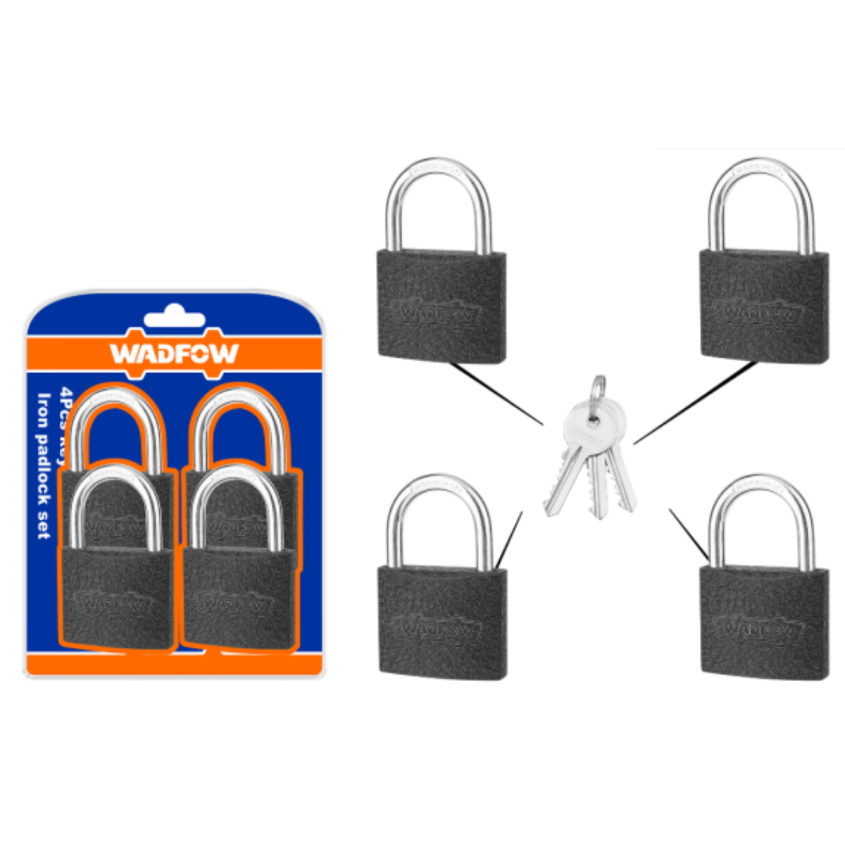 Set De 4 Candados En Hierro Misma Llave 38mm WADFOW